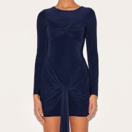 718128f7797acfb249e25cf79db8e79976dffac6_CNM7230_2_navy_slinky_long_sleeve_wrap_bust_twist_detail_mini_dress