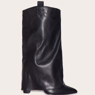 f749e7ee97f74638a04297b62235331537761738_CMY6426_1_black_wide_fit_pu_point_toe_fold_over_high_heeled_calf_high_boots